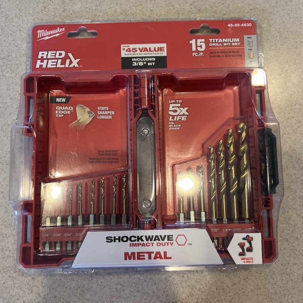 Milwaukee 15 PC SHOCKWAV RED HELIX Titanium Drill Bit Set (48-89-4630)